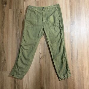 Mother The Shaker Chop Crop Army Green High Rise Pants Raw Hem Boho Preppy Sz 27